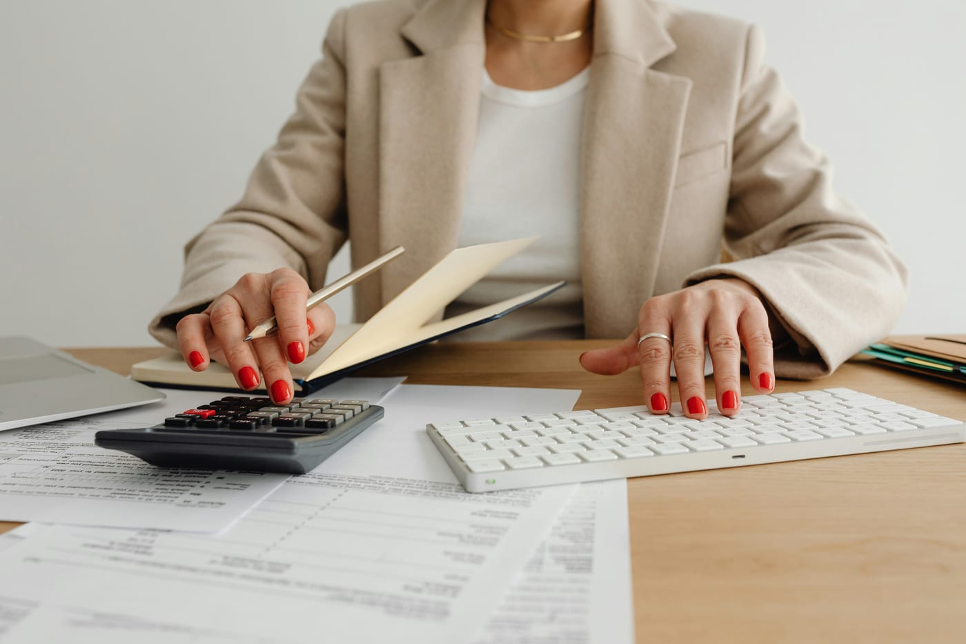 A small business owner reviewing a one-page capability statement at a desk
